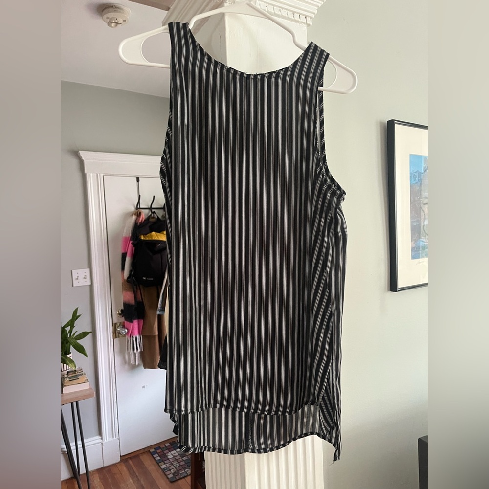Who What Wear Black and White Striped Blouse